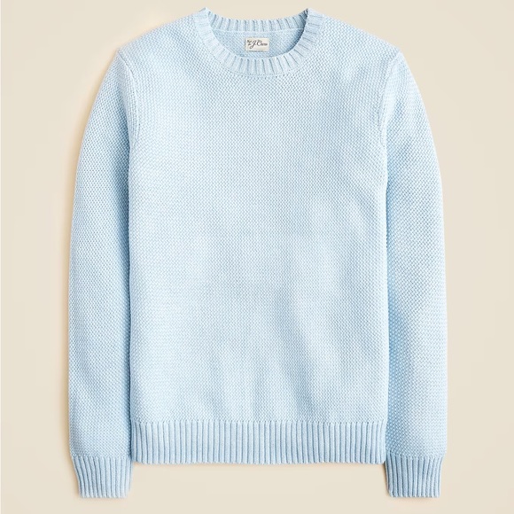 J crew heather sky Basket-stitch cotton crewneck sweater